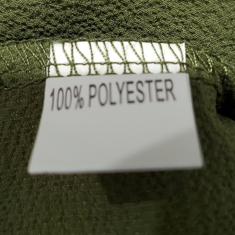 OLIVE GREEN Woman's Blouse Size Large Roll Tab Sleeves - Picture 3 of 6